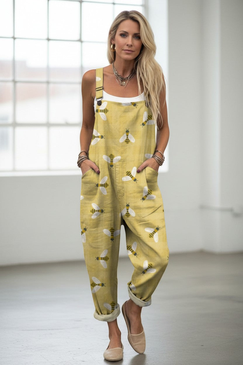 Lolita | Overalls Gul Bomuld Bi-Print Afslappet til Kvinder