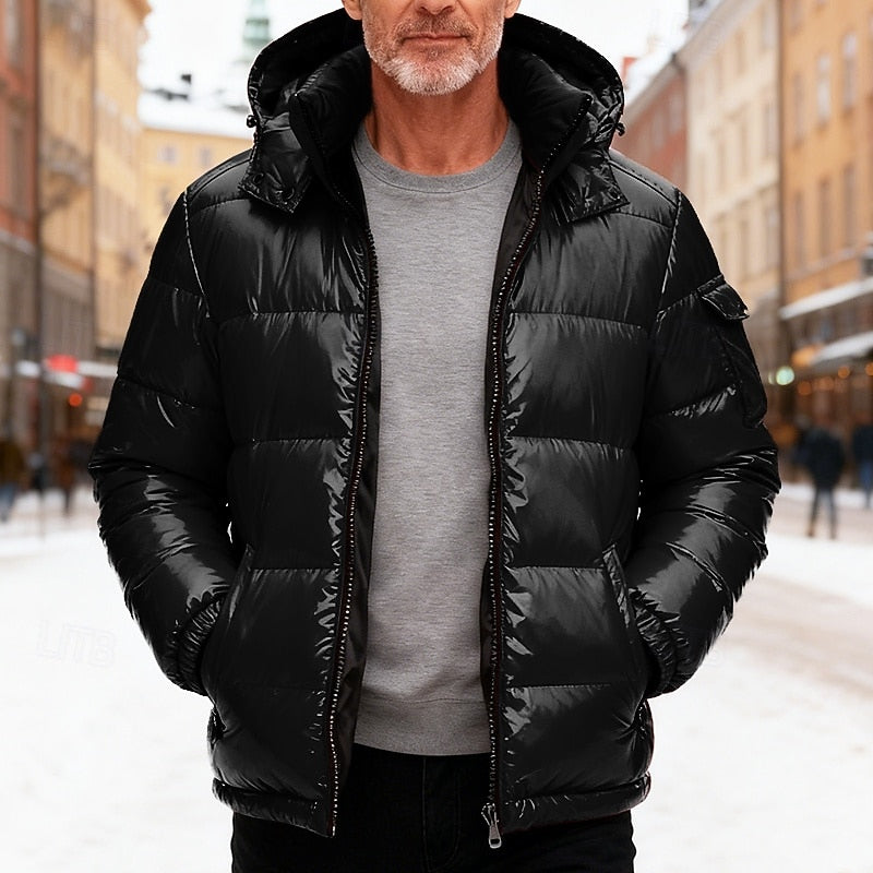 Soren | Puffer-Jakke Rød Blank Hætte til Mænd