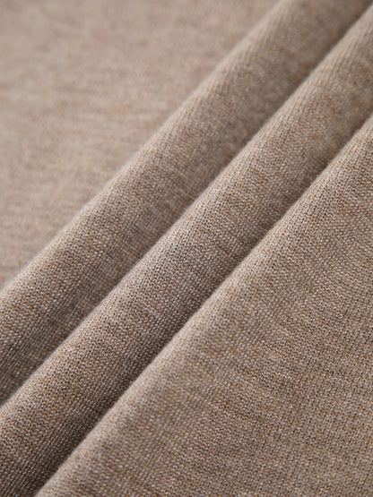 Lucía | Striktrøje Beige Uld Polo-krave V-hals til Kvinder