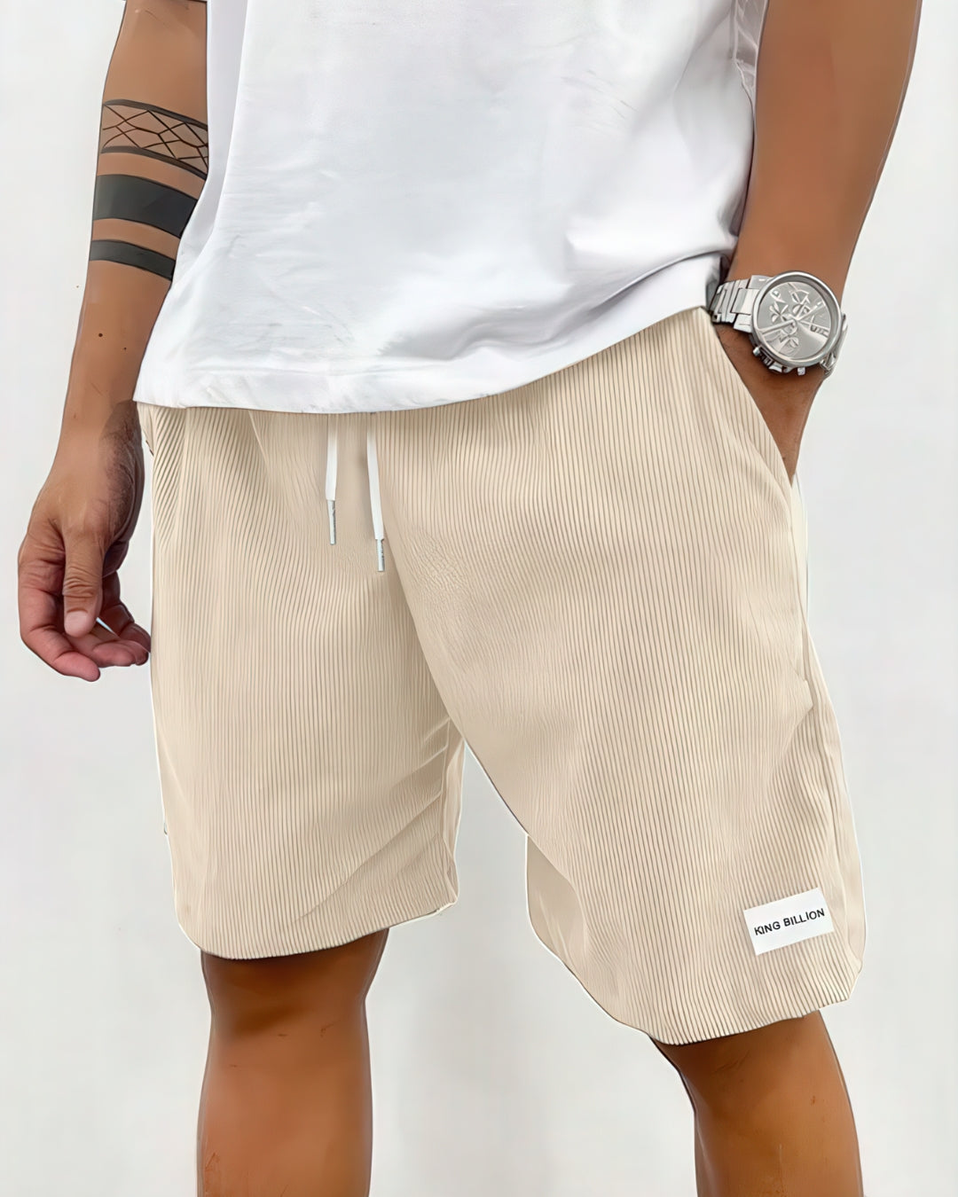 Diego | Shorts Beige Fløjlsrib Afslappet Pasform til Herrer