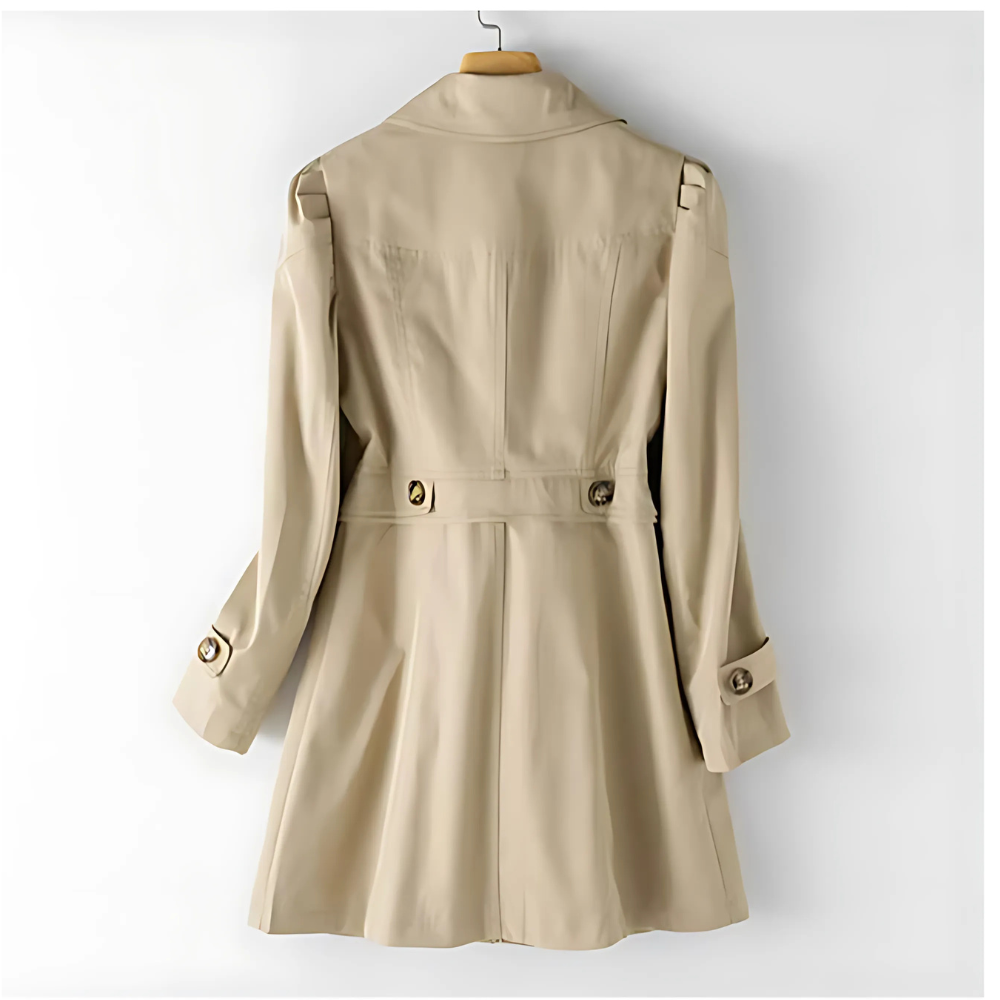 Violanta | Trenchcoat Beige Enkeltknappet Midi til Kvinder