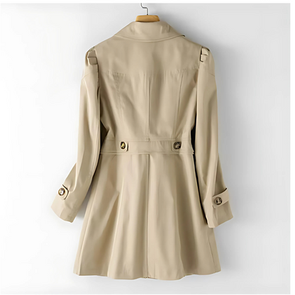 Violanta | Trenchcoat Beige Enkeltknappet Midi til Kvinder