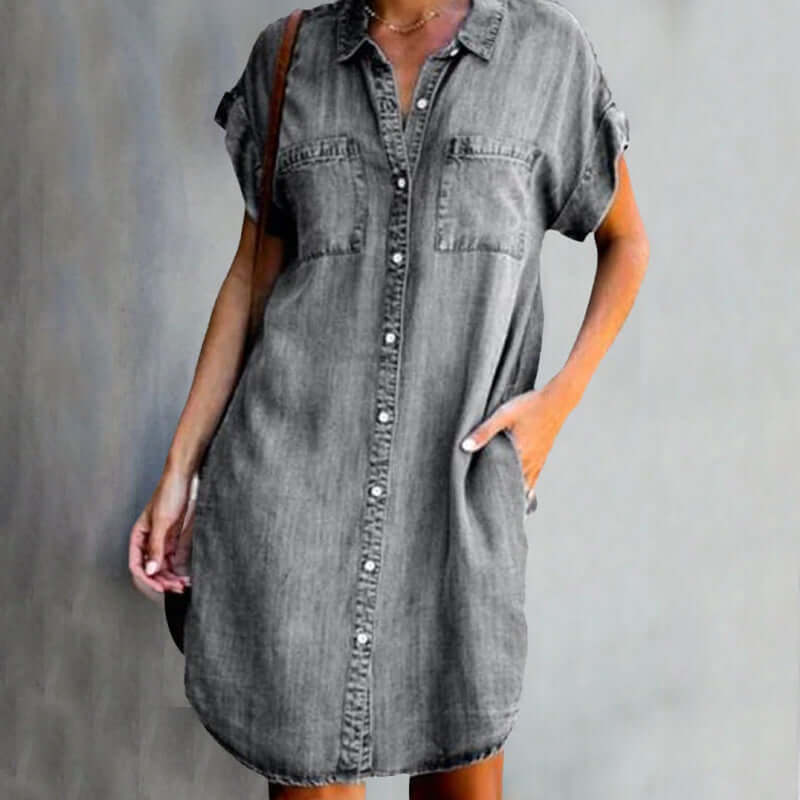 Daria | Denimkjole Lyseblå Denim Skjortekjole til Kvinder