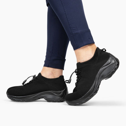 Solange | Sneakers Sort Strik Plateausål Komfort til Kvinder