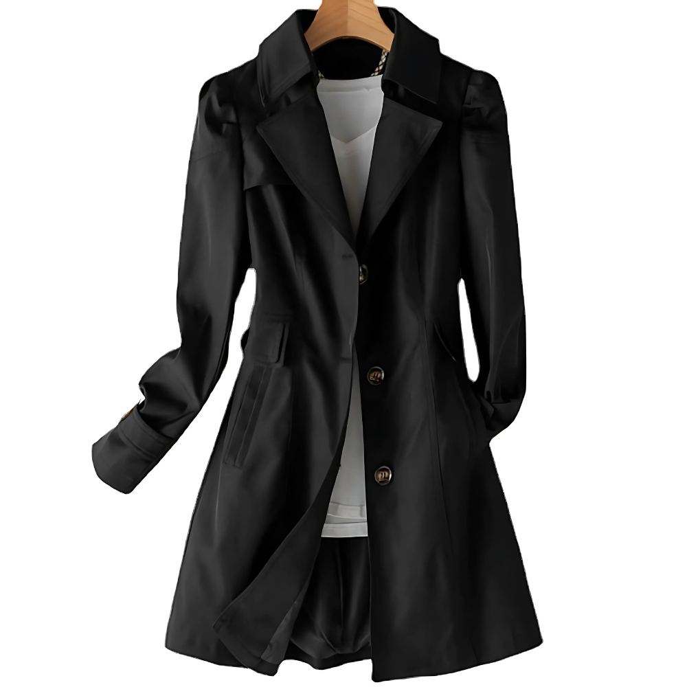 Violanta | Trenchcoat Beige Enkeltknappet Midi til Kvinder