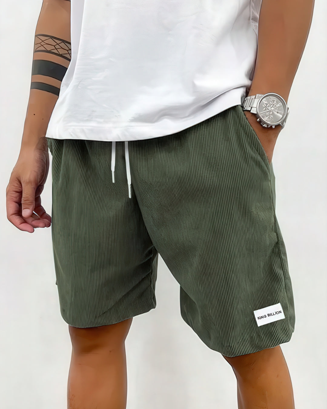Diego | Shorts Beige Fløjlsrib Afslappet Pasform til Herrer
