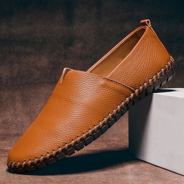 Otto | Loafers Marineblå Læderlook Kontrastsyning til Mænd