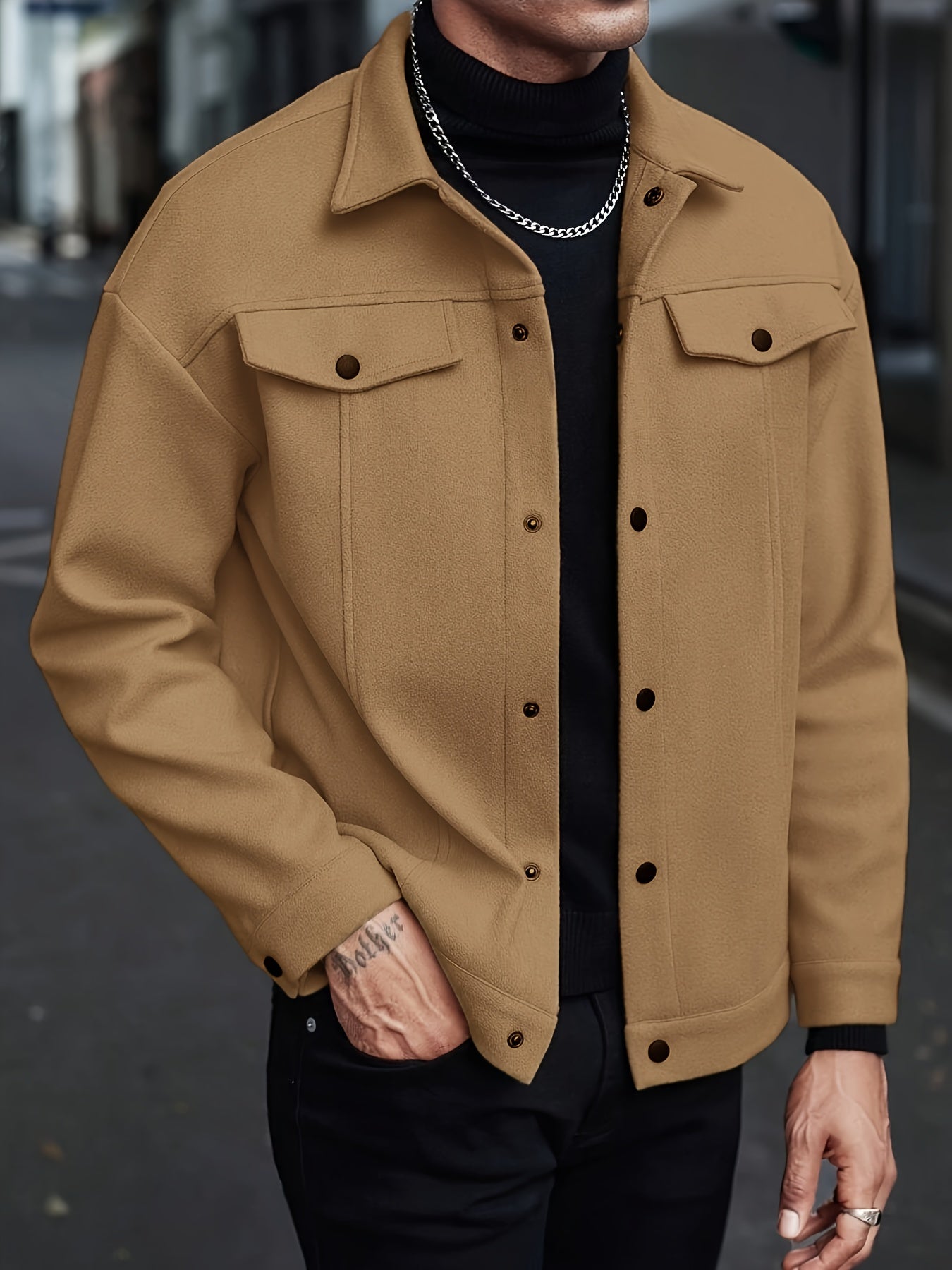 Gert | Herrejakke Cremehvid Uld-look Regular Fit til Mænd