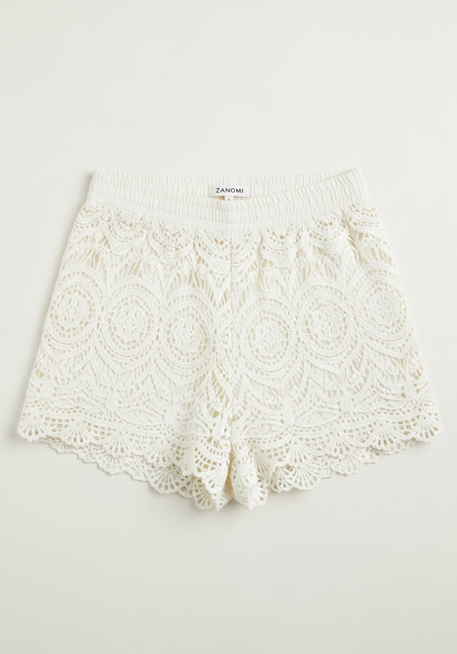 Rosalba | Shorts Hvid Hæklet Blonder Elastisk Talje til Kvinder