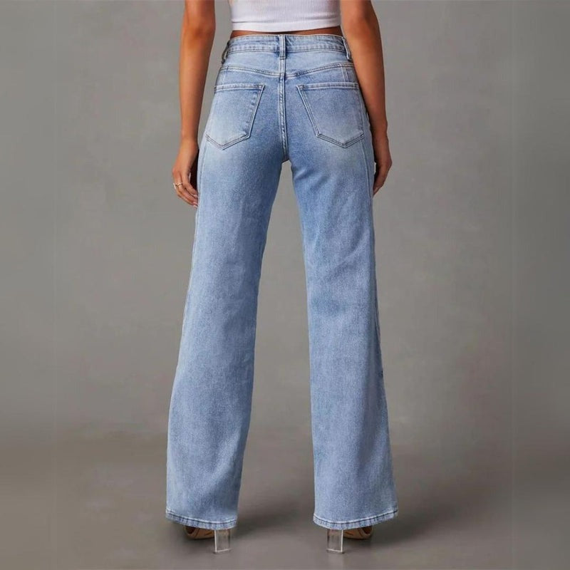 Marlena | Vide Jeans Lyseblå Denim Højtaljede til Kvinder