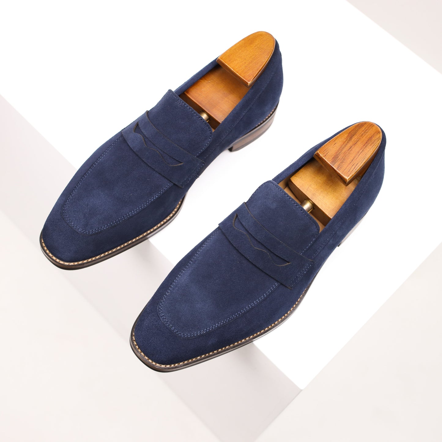 Marcus | Penny Loafers Marineblå Ruskind Slip-On til Mænd