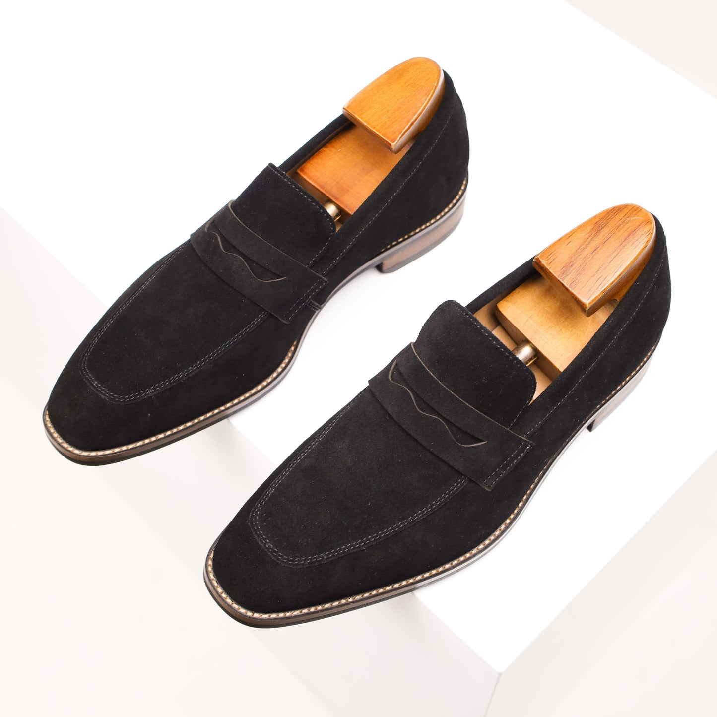 Marcus | Penny Loafers Marineblå Ruskind Slip-On til Mænd