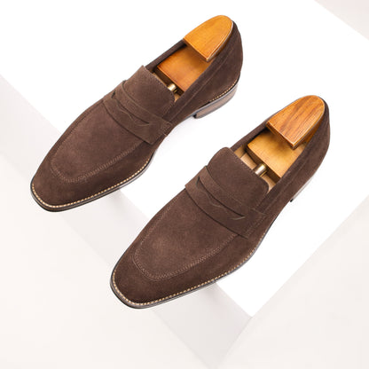 Marcus | Penny Loafers Marineblå Ruskind Slip-On til Mænd