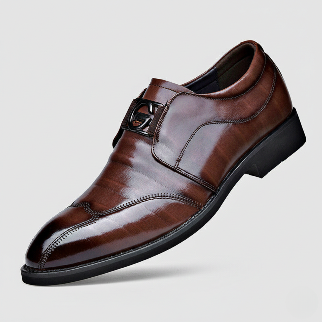 Vilhelm | Loafers Mørkebrun Læderlook Spændedetalje til Mænd