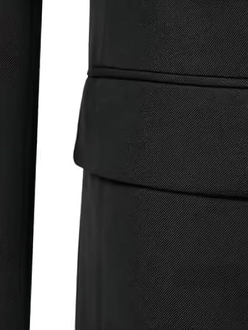 Teodor | Slim Fit Tre-Delt Jakkesæt Sort Blazer Vest Bukser til Mænd