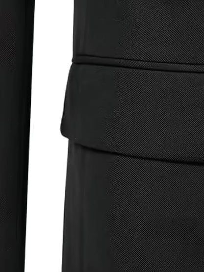 Teodor | Slim Fit Tre-Delt Jakkesæt Sort Blazer Vest Bukser til Mænd