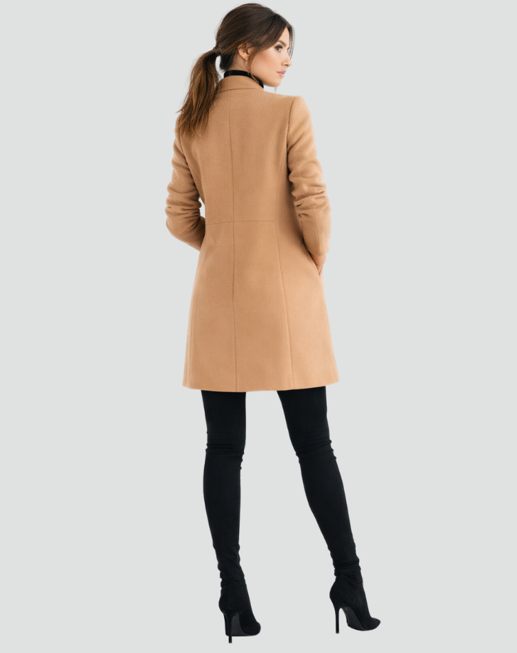 Marcelle | Overcoat Camel Uld Regular Fit Klassisk Snit til Kvinder