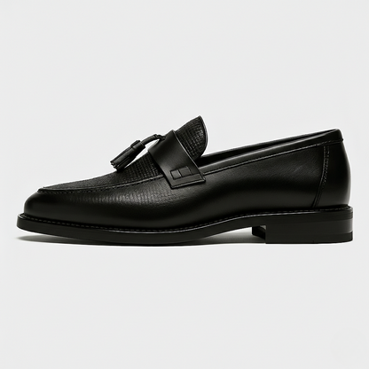Halfdan | Loafers Sort Kunstlæder Med Kvaster til Mænd