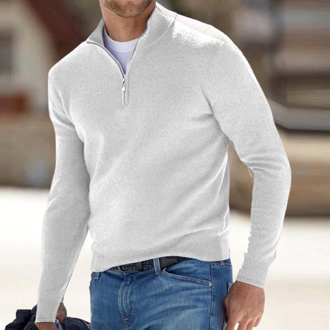Paul | Half-Zip Striktrøje Blå Meleret til Mænd