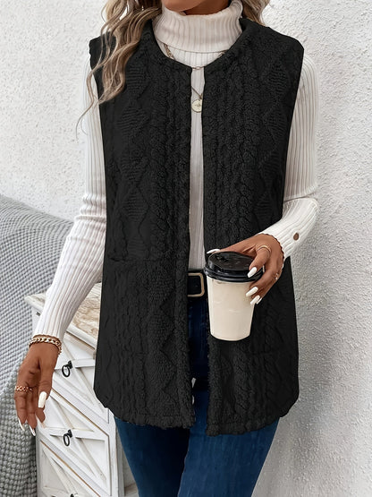 Helle | Vest Sandfarvet Teddyfleece Ærmeløs til Kvinder