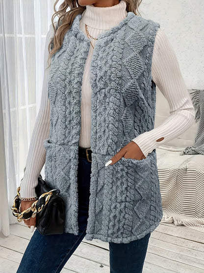 Helle | Vest Sandfarvet Teddyfleece Ærmeløs til Kvinder