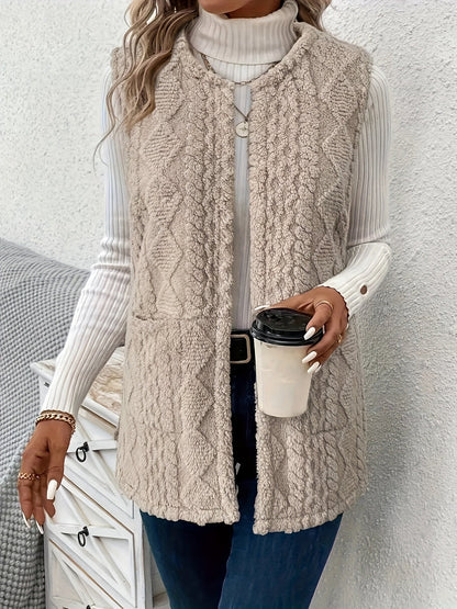 Helle | Vest Sandfarvet Teddyfleece Ærmeløs til Kvinder