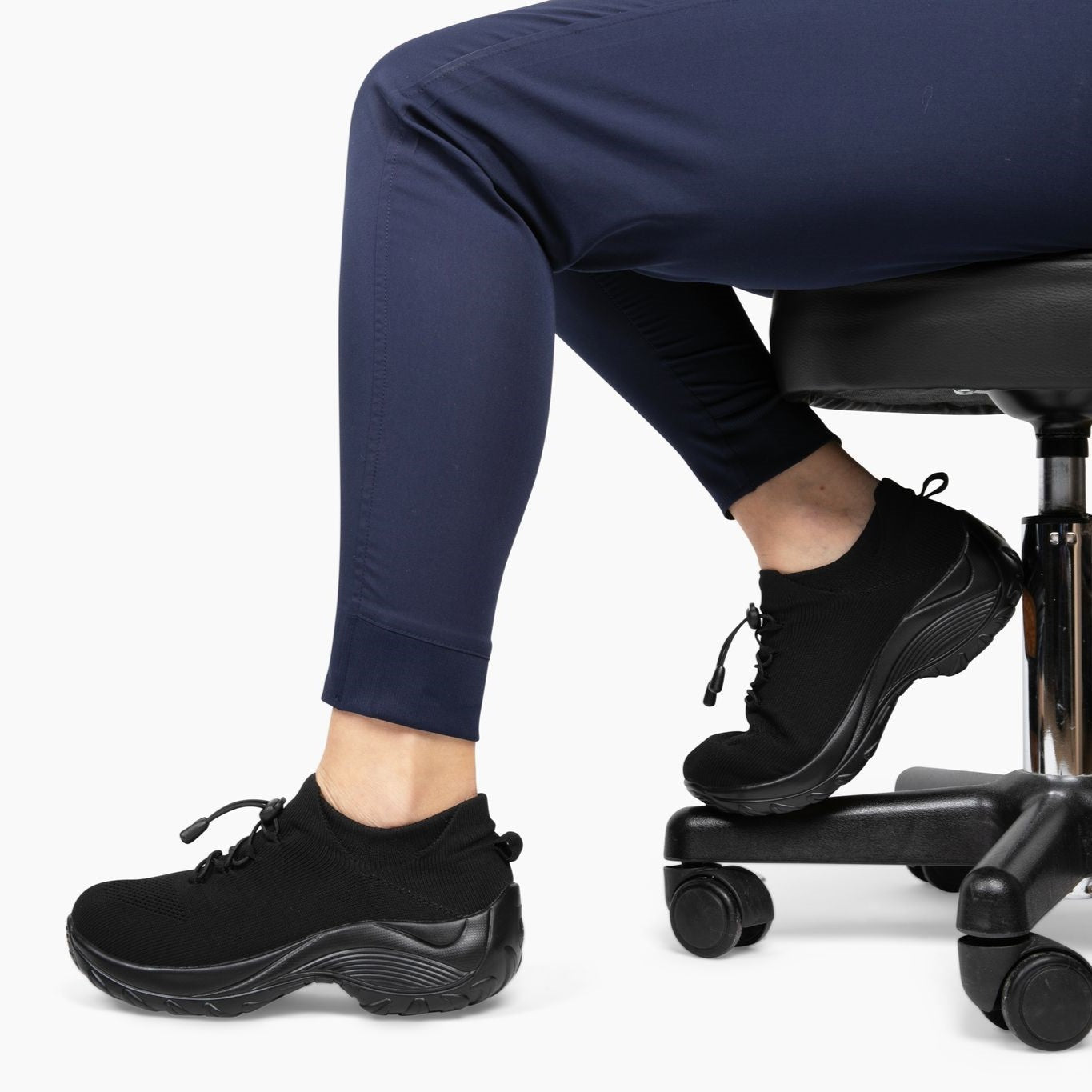 Solange | Sneakers Sort Strik Plateausål Komfort til Kvinder