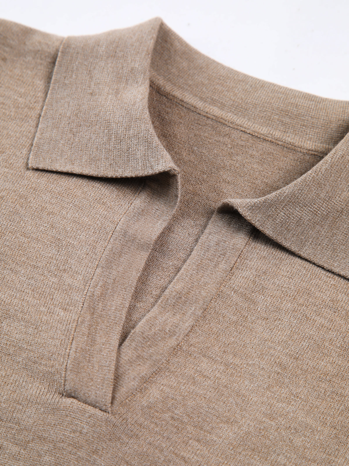 Lucía | Striktrøje Beige Uld Polo-krave V-hals til Kvinder