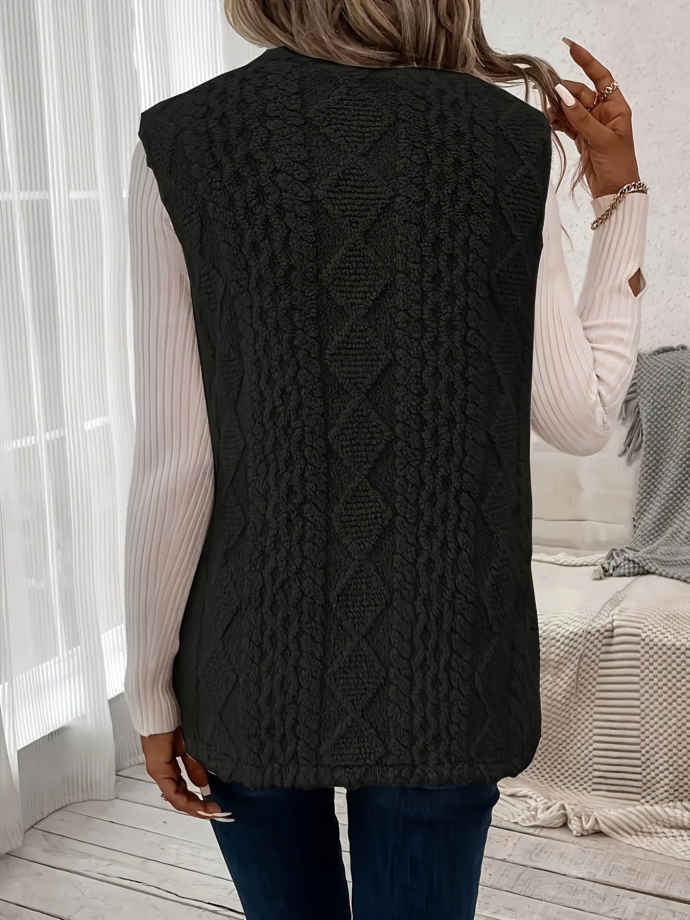 Helle | Vest Sandfarvet Teddyfleece Ærmeløs til Kvinder