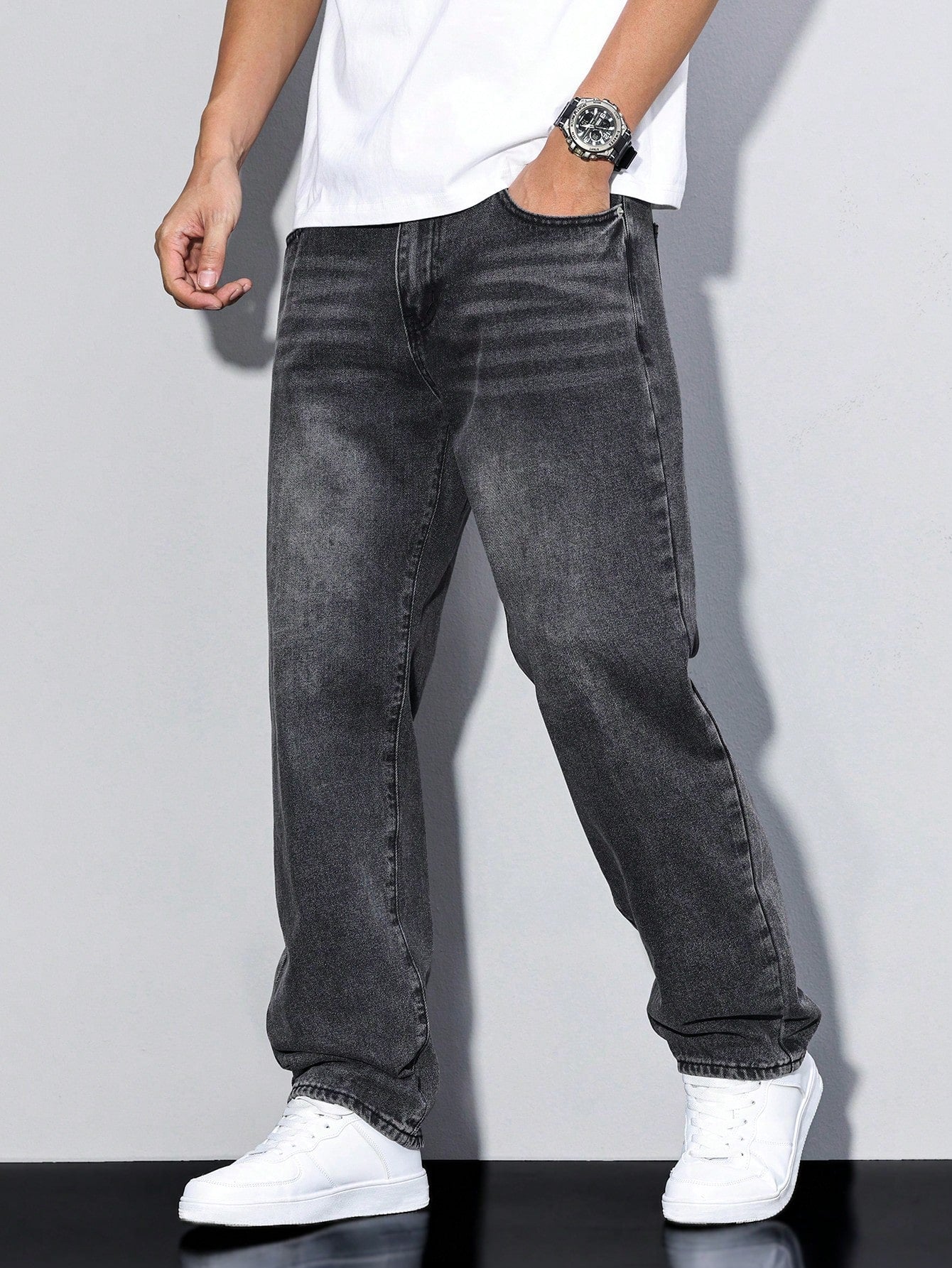 Marco | Jeans Grå Løst Snit Baggy Denim til Herrer