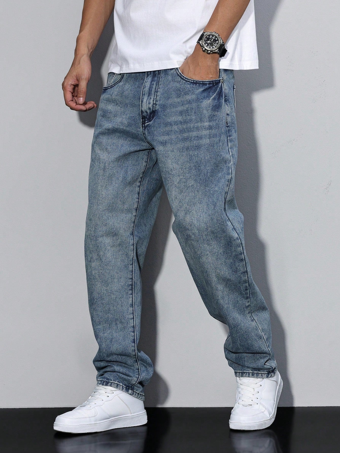 Marco | Jeans Grå Løst Snit Baggy Denim til Herrer