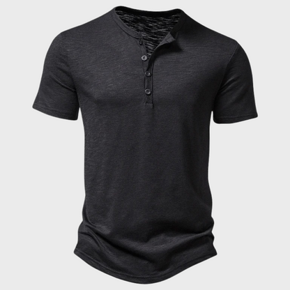 Vera | Henley T-shirt Armygrøn Kortærmet Knaplukning til Kvinder