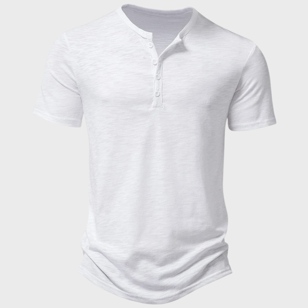 Vera | Henley T-shirt Armygrøn Kortærmet Knaplukning til Kvinder