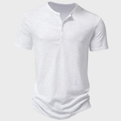 Vera | Henley T-shirt Armygrøn Kortærmet Knaplukning til Kvinder