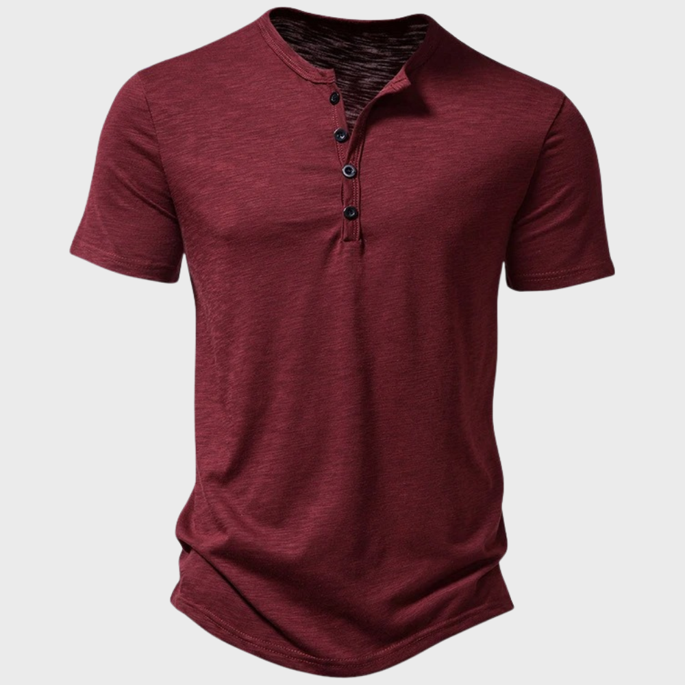 Vera | Henley T-shirt Armygrøn Kortærmet Knaplukning til Kvinder