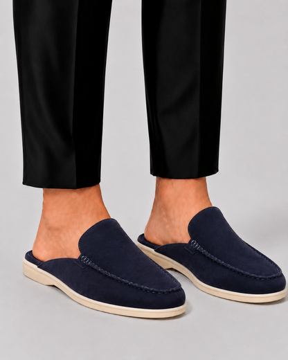 Stellan | Loafer-Mules Sort Ruskind Glid-På til Mænd