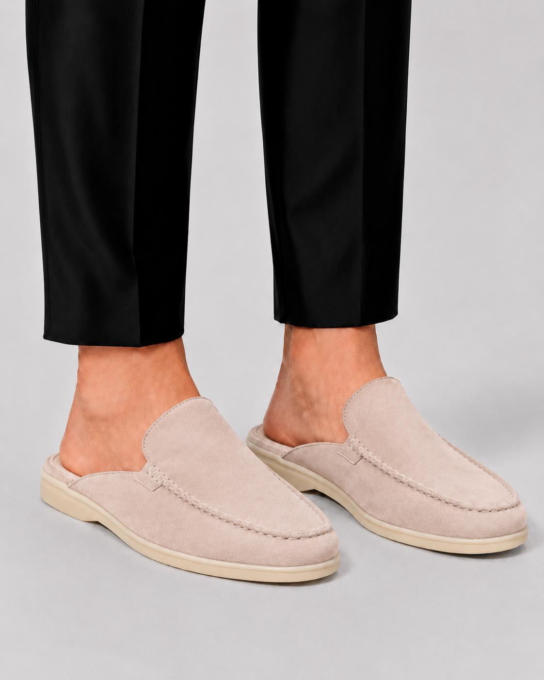 Stellan | Loafer-Mules Sort Ruskind Glid-På til Mænd