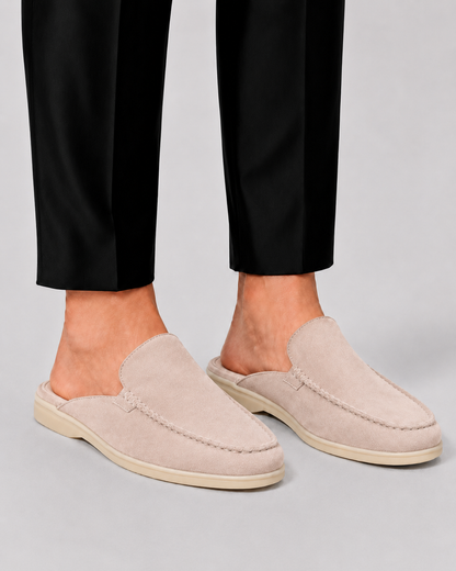 Stellan | Loafer-Mules Sort Ruskind Glid-På til Mænd