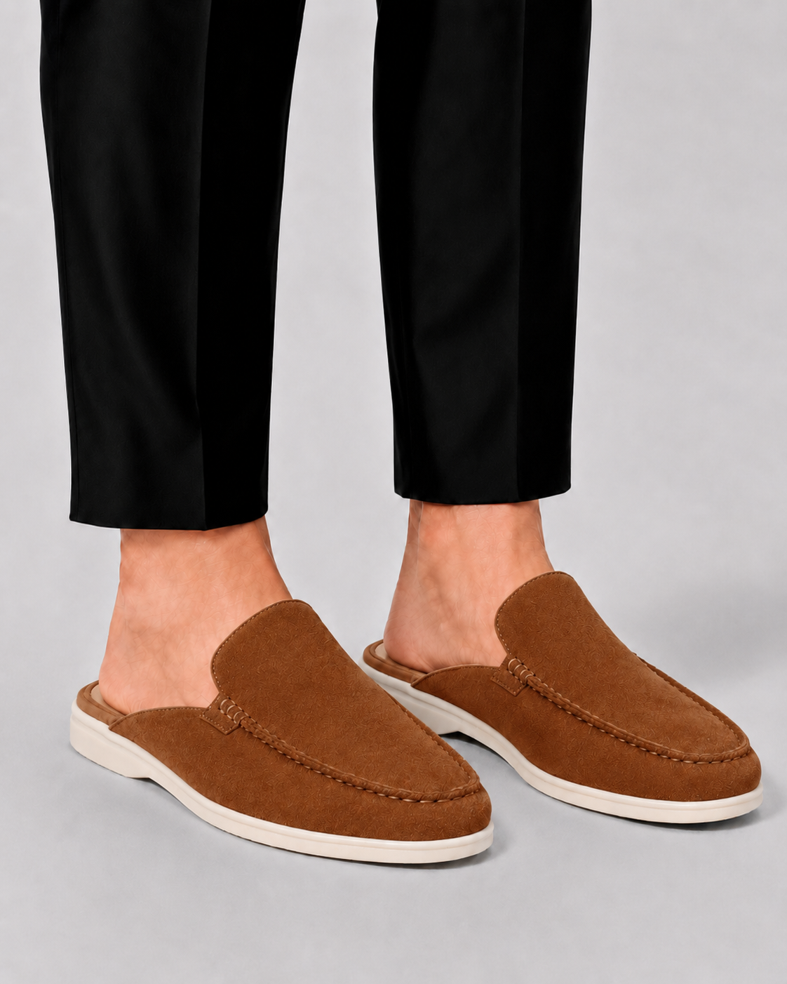 Stellan | Loafer-Mules Sort Ruskind Glid-På til Mænd