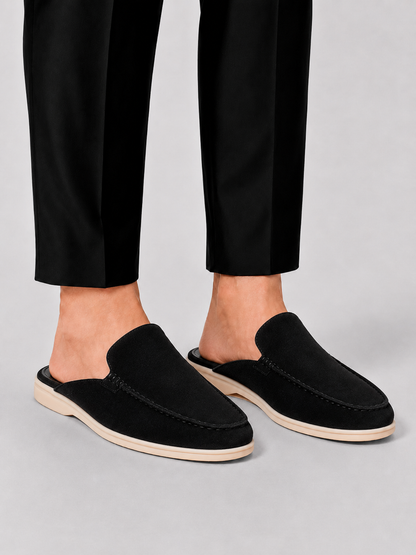 Stellan | Loafer-Mules Sort Ruskind Glid-På til Mænd