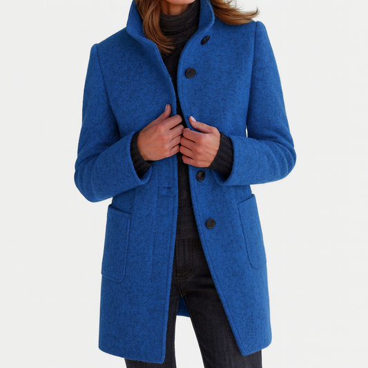 Laurine | Wool Coat with Stand-Up Collar for Women