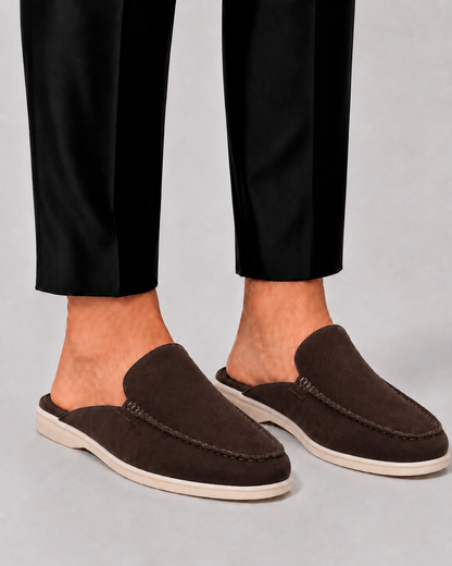 Stellan | Loafer-Mules Sort Ruskind Glid-På til Mænd