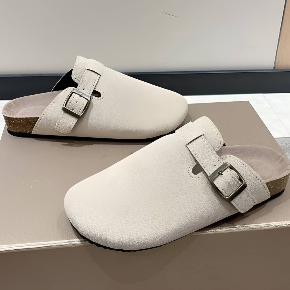 Vera | Clogs Cognac Ruskind Spænde Lukkede Sandaler til Kvinder