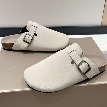 Vera | Clogs Cognac Ruskind Spænde Lukkede Sandaler til Kvinder