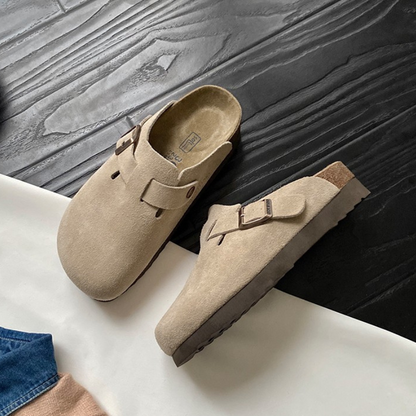 Vera | Clogs Cognac Ruskind Spænde Lukkede Sandaler til Kvinder