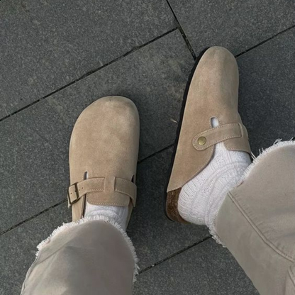 Vera | Clogs Cognac Ruskind Spænde Lukkede Sandaler til Kvinder