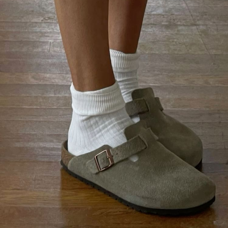 Vera | Clogs Cognac Ruskind Spænde Lukkede Sandaler til Kvinder