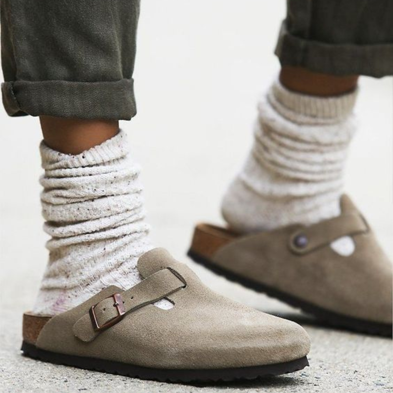 Vera | Clogs Cognac Ruskind Spænde Lukkede Sandaler til Kvinder