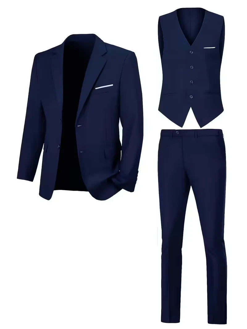 Frederik | Tre-Delt Jakkesæt Cremefarvet Slim Fit Vest til Mænd