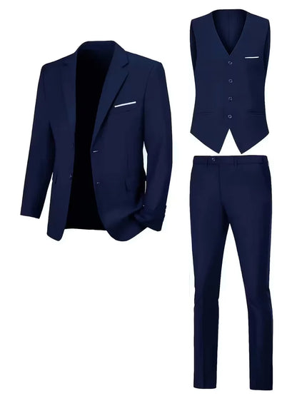 Frederik | Tre-Delt Jakkesæt Cremefarvet Slim Fit Vest til Mænd